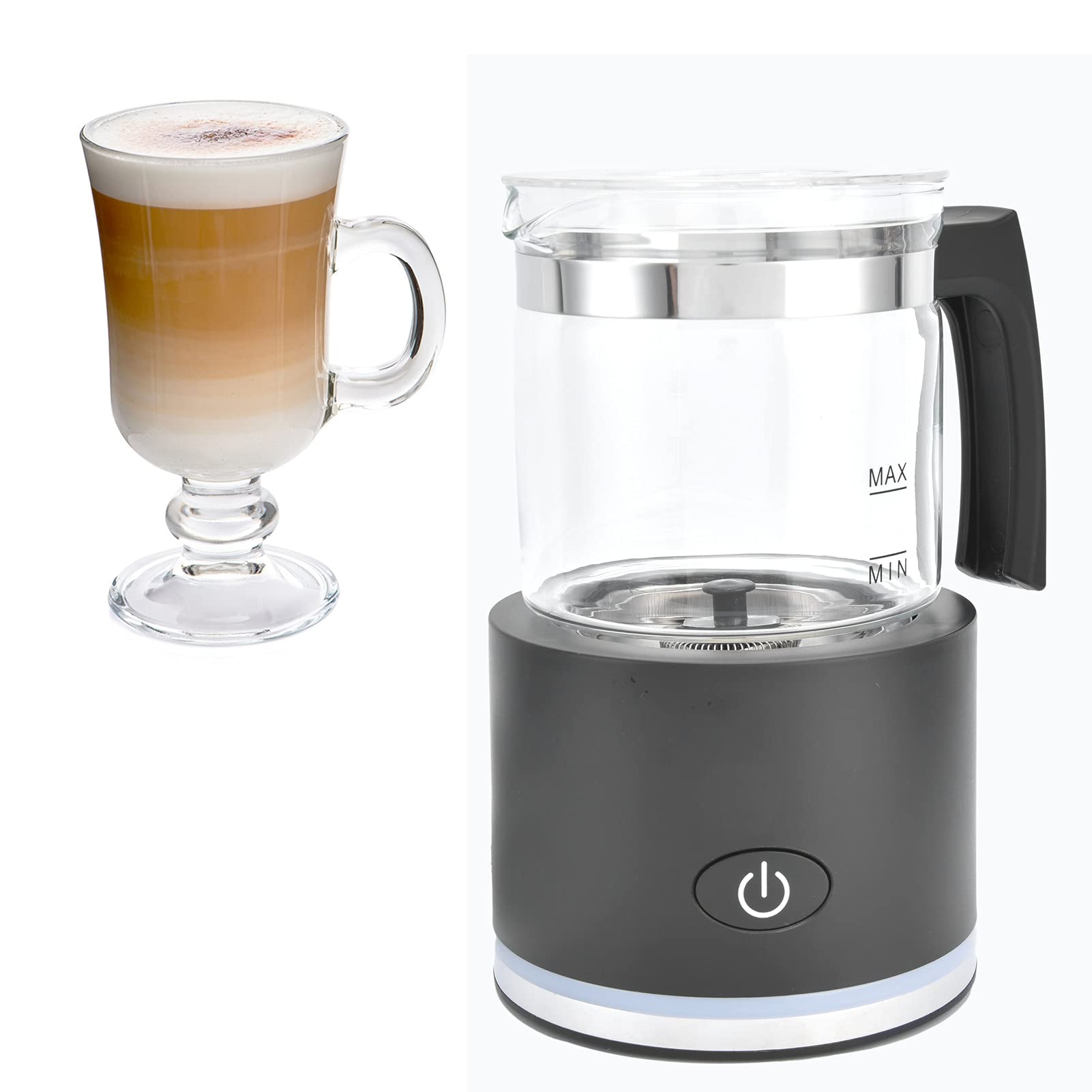 Elektryczny Podgrzewany Szklany Spieniacz do Mleka Automatyczny Ekspres do Gorącej Zimnej Pianki do Kawy Latte, Mieszadło z lewitacją magnetyczną, Odpowiednie do Użytku w Kuchni Domowej