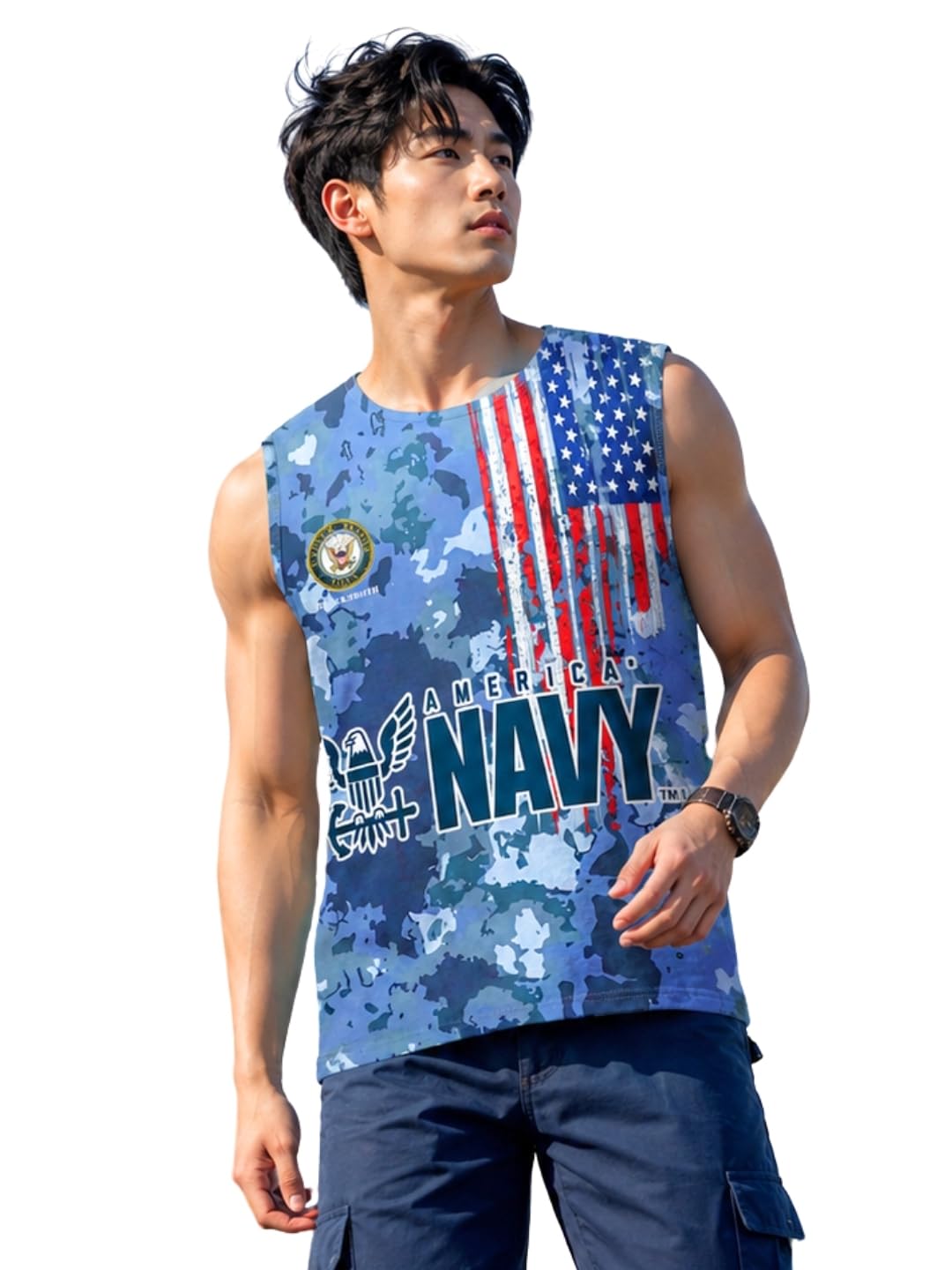 U.S. Navy Printed Sleeeveless Sando Tank top Gym & Street wear for Men-image-13