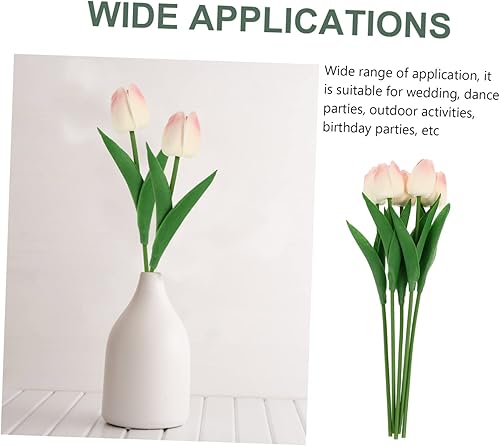 Miniatura 7 de IMIKEYA 10 piezas de tulipán de imitación de tacto de tulipán, flores de tulipán falso, flores artificiales para fotografía de flores, flores de