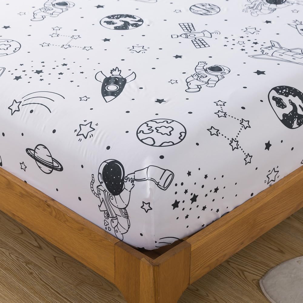 qjmiaofang Kids Comforter Set Space Bedding Full Size Boys 7 Piece Galaxy Space Comforter Set for Teens with Astronaut Rocket Sheets Soft Microfiber Planet Bedding Sets with Sheets Home Decor