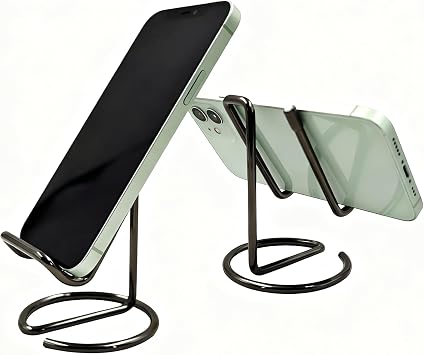 Cell Phone Iron Stand Holder, Metal Universal Portable Tablets Holder, Compatible with All Mobile Phones Black