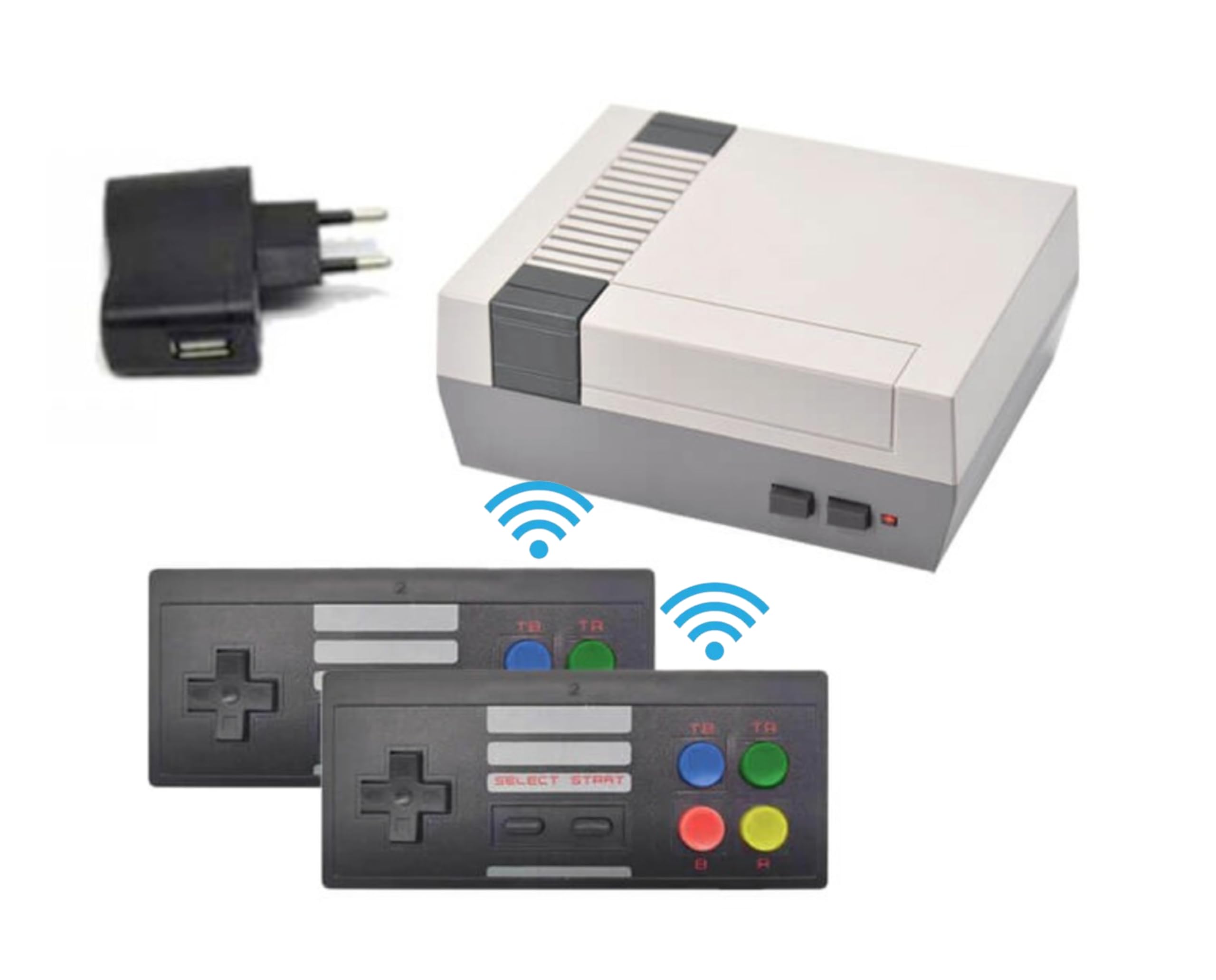 Consola de 3000 Videojuegos Retro 8 bit Sandalfon Conexion AV con 2 mandos Integrados Support 2.4g Wireless, Atractivos, Divertidos. Deportes Rompecabezas Lucha Carreras