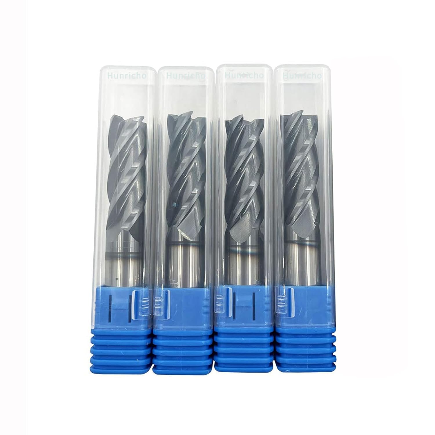 4PCS 1/2'' Carbide Square End Mill Bits Set, Milling Bits Cutter 1/2 Carbide End Mills for Alloy Steels/Hardened Steels, HRC 45 Deg Single End 4 Flute AlTiN Coating (4PCS 1/2in)