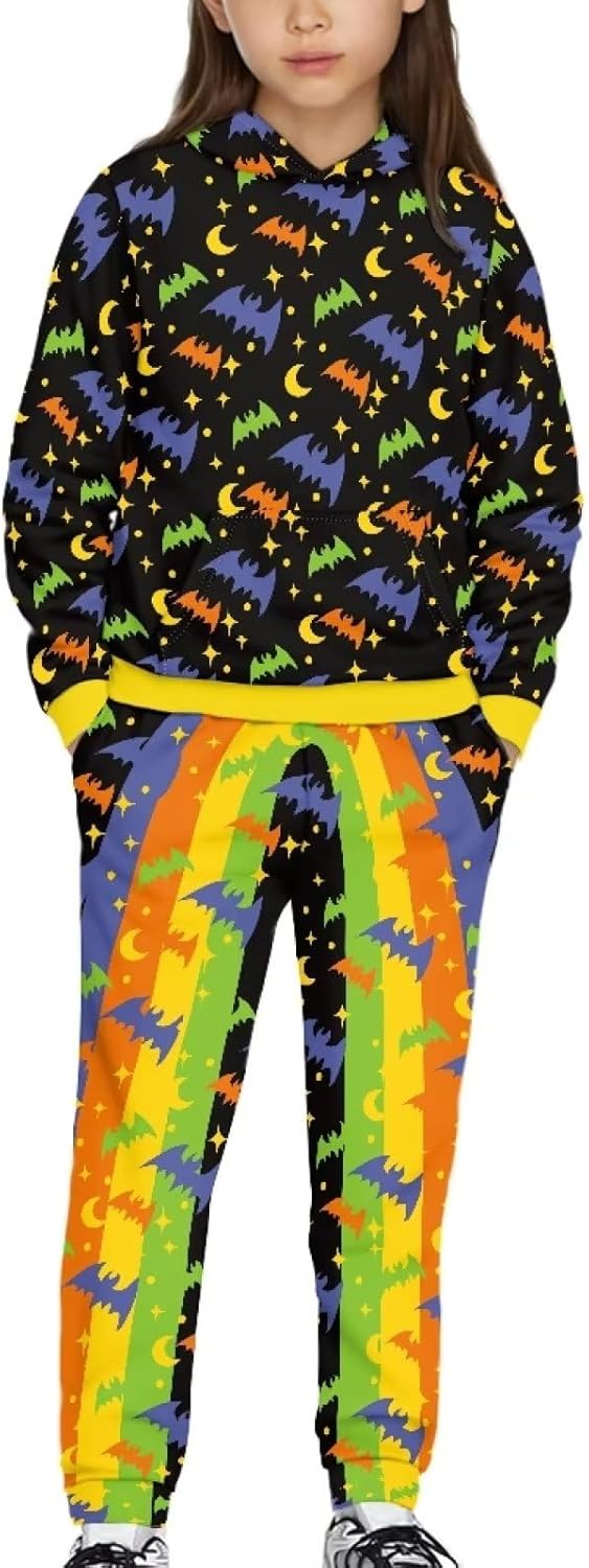 Renewold Set of 2 pcs Long Sleeve Kids Hoodie Sweatshirt and Sweatpants Boys Girls Tracksuits Clothing 4-12 Years