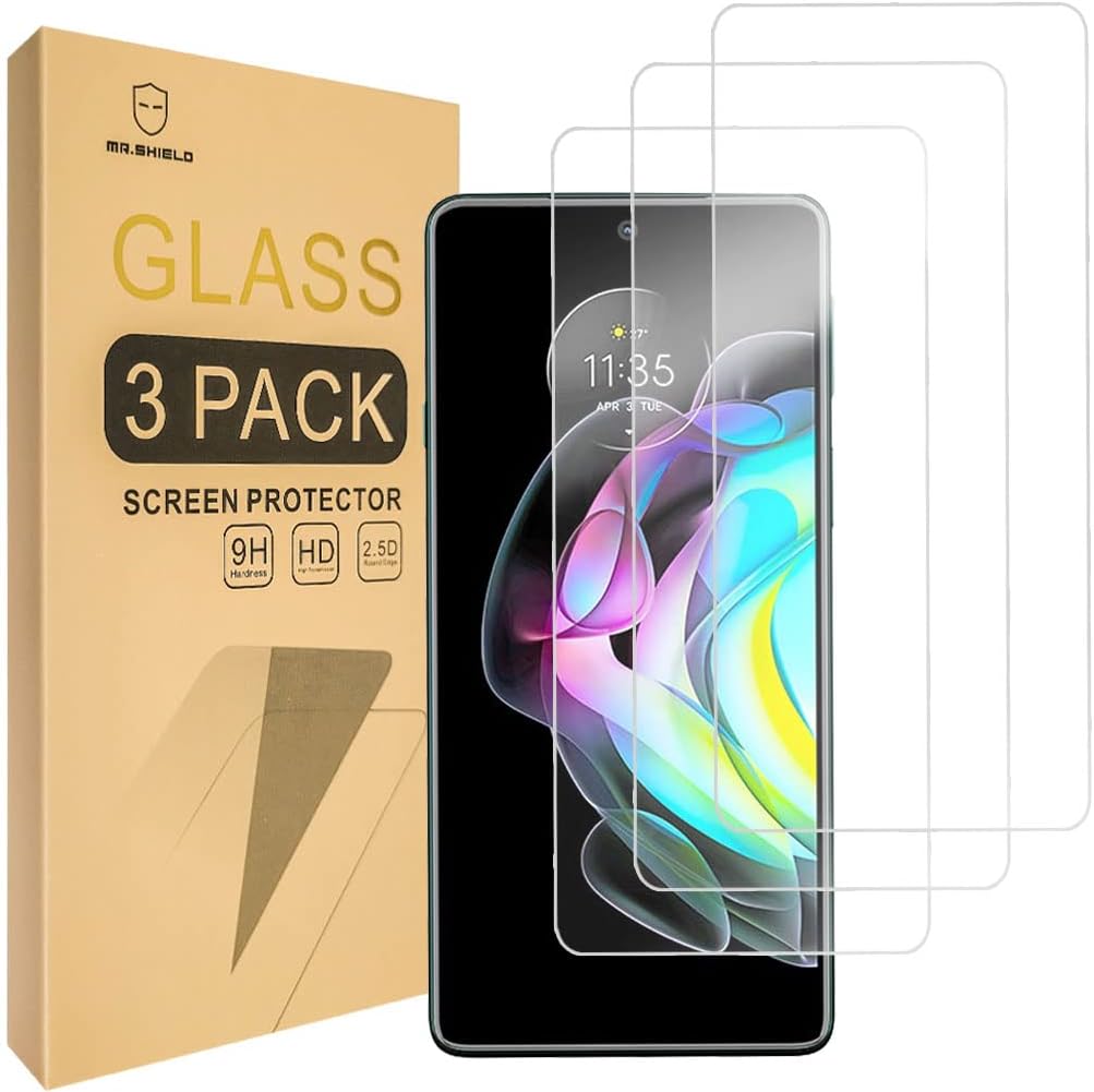 Mr.Shield [3-Pack] Designed For Motorola MOTO Edge 20 [Tempered Glass] [Japan Glass with 9H Hardness] Screen Protector with Lifetime Replacement