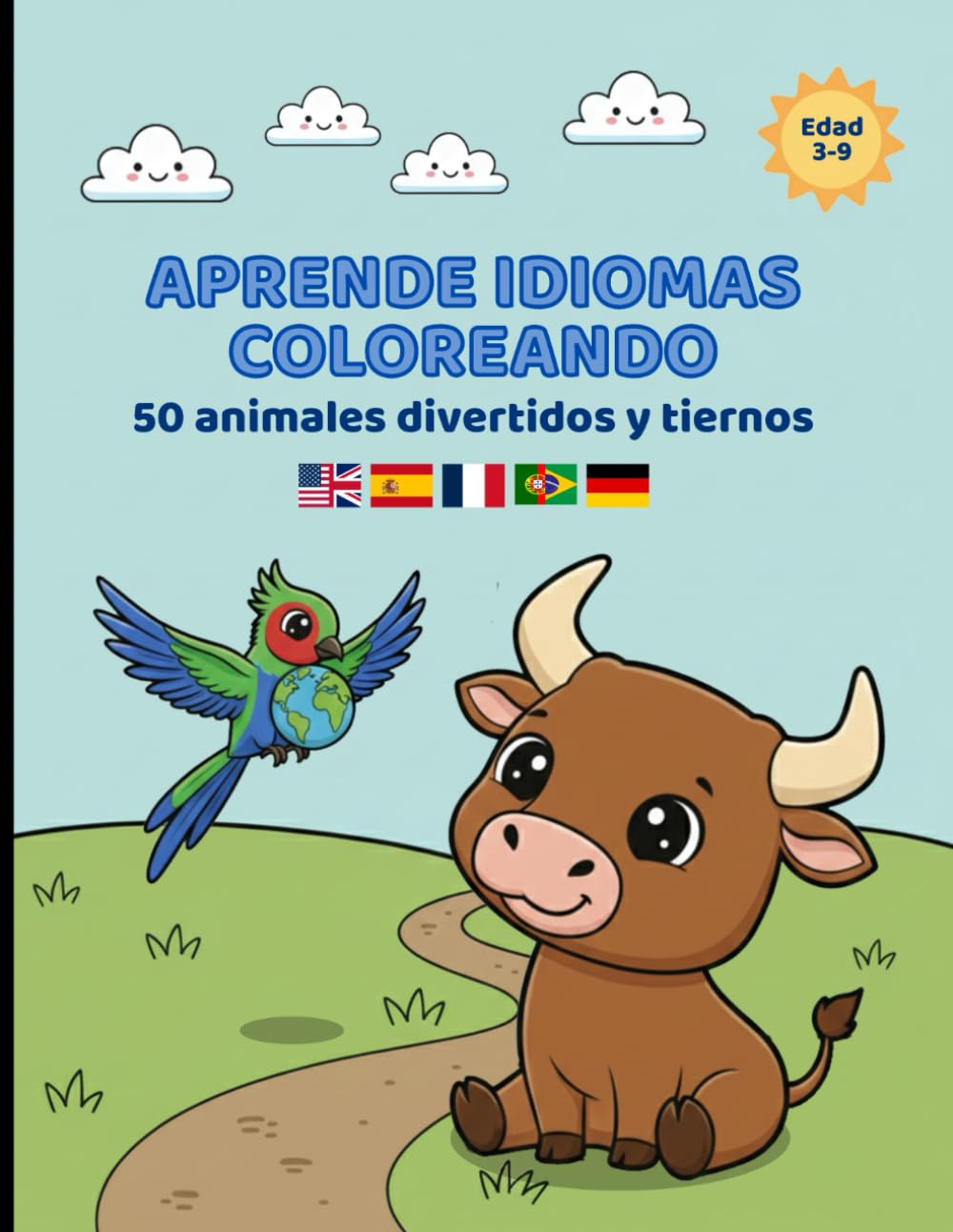 APRENDE IDIOMAS COLOREANDO: 50 animales divertidos y tiernos