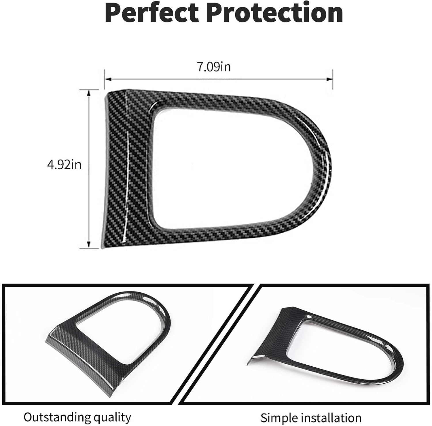 JeCar for Mustang Carbon Fiber Interior Gear Shift Panel Cover Trim Fit for Ford Mustang 2015-2023