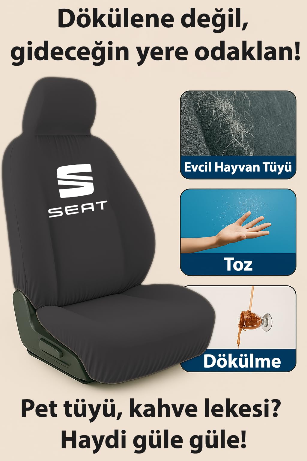 Arac koltugunu korurken tarzini yansit Seat Arona ile uyumlu oto koltuk kilifi burada Siyah