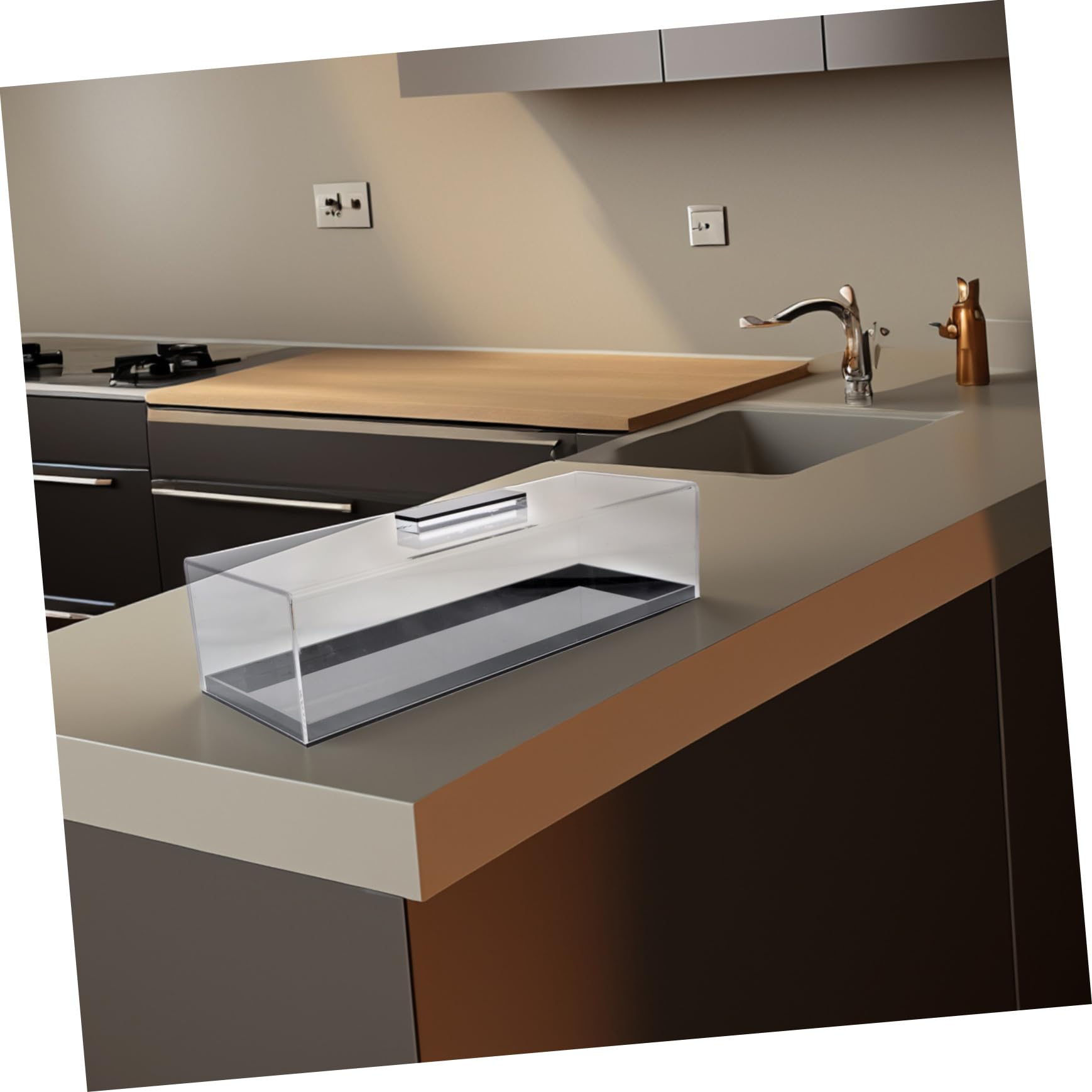 VALICLUD Base Rectangular para Tartas de Acrílico con Tapa, Bandeja para Postres Fácil de Limpiar y Compacta, Adecuada para Exhibición Elegante en Cocina