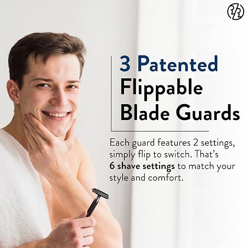 Miniatura 5 de Rockwell Razors Maquinilla de afeitar de seguridad negra mate 6S para pieles sensibles. Reduce la quemadura y la irritación. Viene con 6 ajustes de