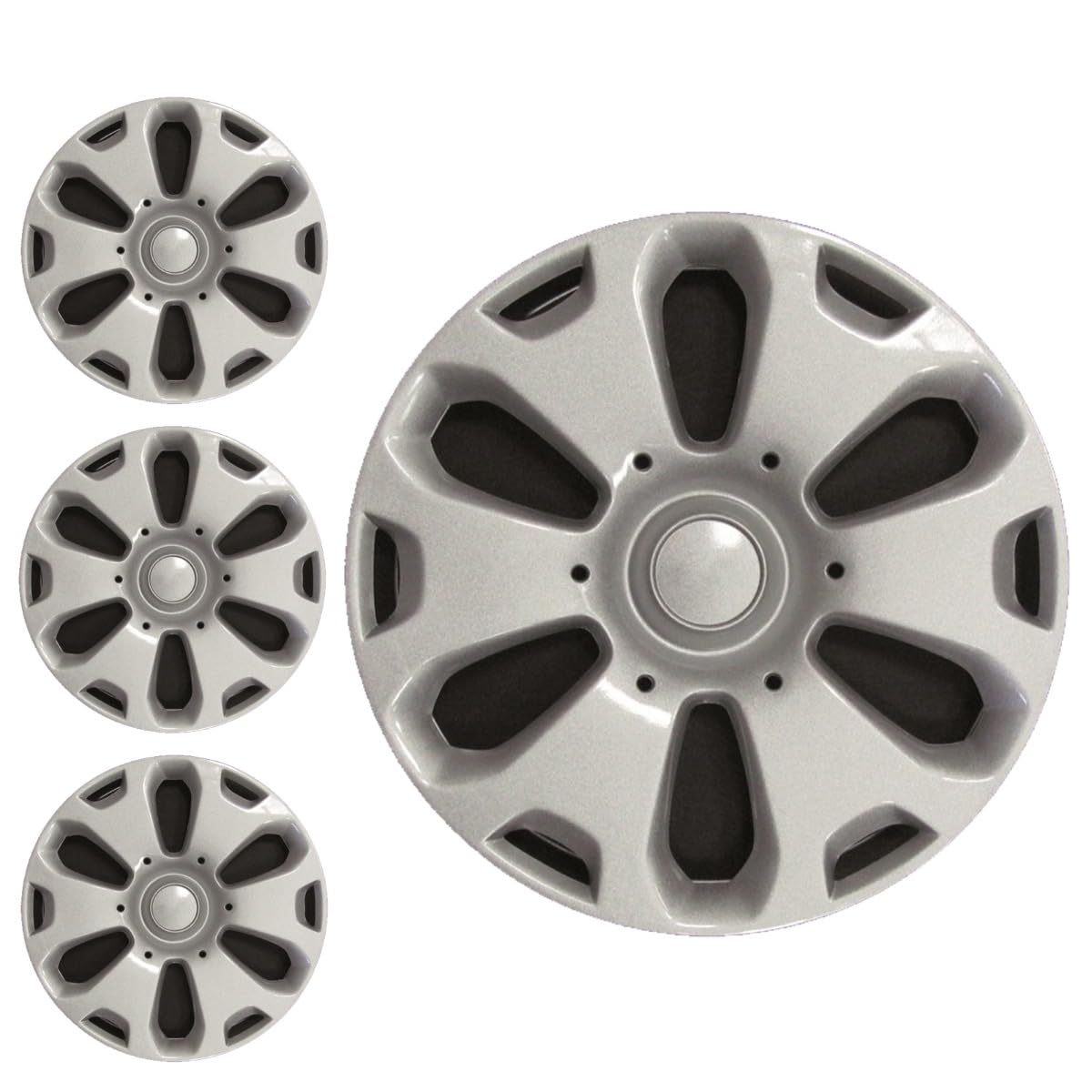 Kit 4 Copricerchi Compatibili Con Ford Fiesta (2008-oggi) – Diametro 15″, Montaggio Facile Con Anello Metallico, Non Originali
