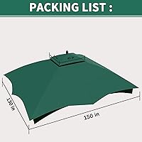 Vista 7 de SCOCANOPY Parte superior de repuesto verde bosque compatible con Lowe's Allen Roth 10X12 Gazebo modelo #GF-12S004B-1/#GF-12S004BTO/#TPGAZ17-002C