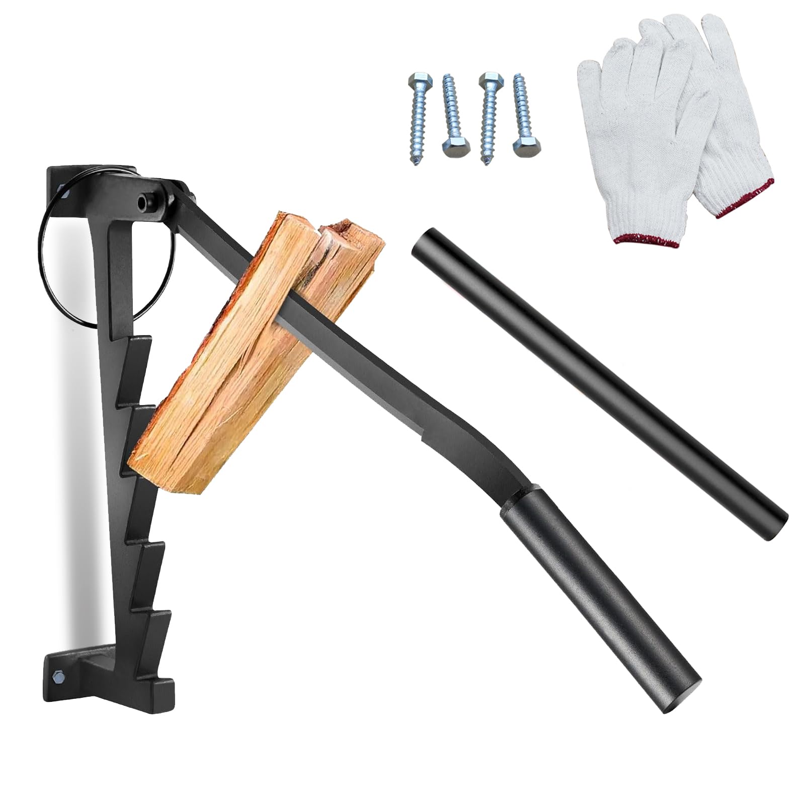 Fendeur de bois manuel - Fendeuse de bois murale pratique - Fendeuse de bois de chauffage efficace avec acier au carbone et poignées amovibles - Convient pour l'intérieur et l'extérieur