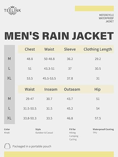 Miniatura 6 de TEELINK Mens Rain Suits Waterproof Lightweight Rain Coat for Motorcycle Riding, Fishing, Golf, Hiking, Rain Gear for Men
