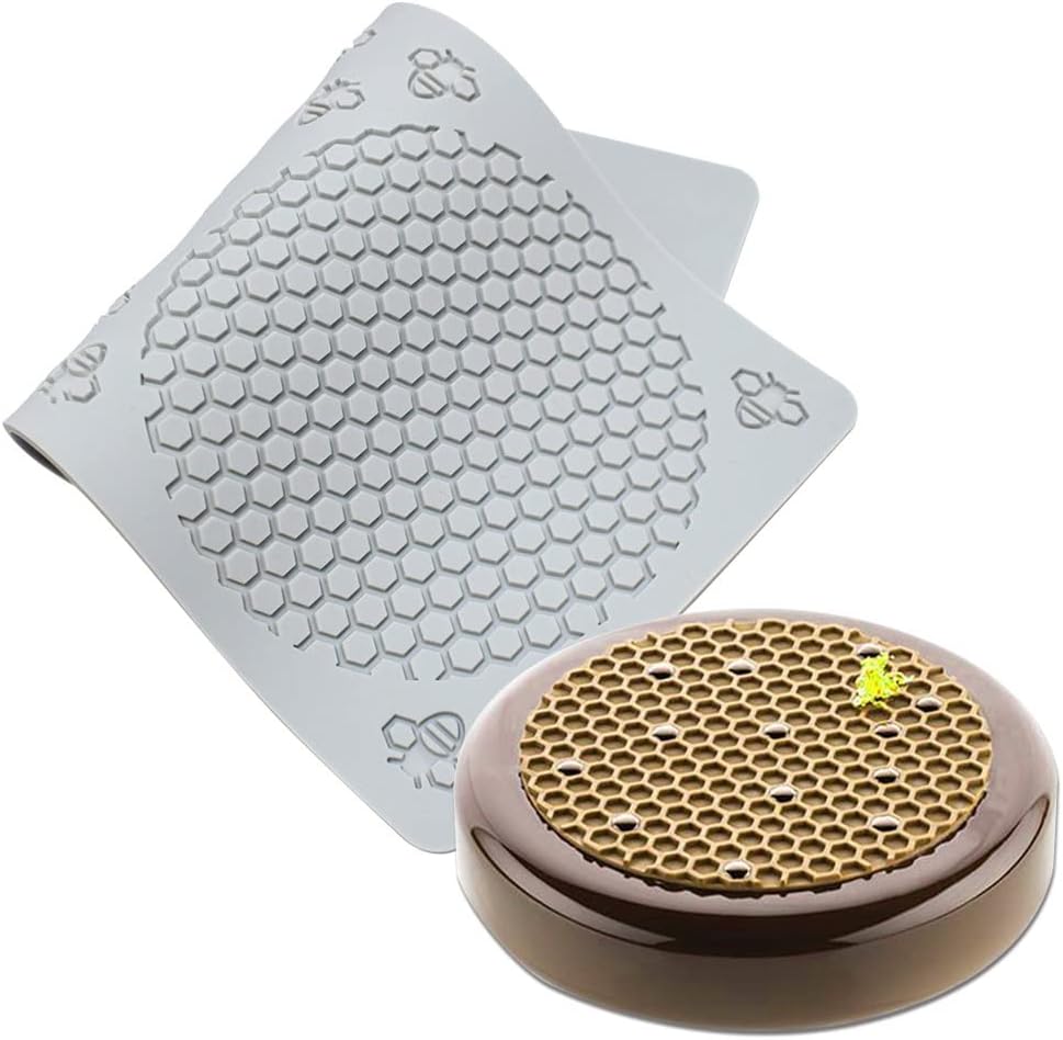 Honeycomb Bees Silicone Fondant Cake Mold for Kitchen Cake Cupcake Decorating Beehive Silicone Baking Molds Chocolate Candy Molds Sugarcraft M