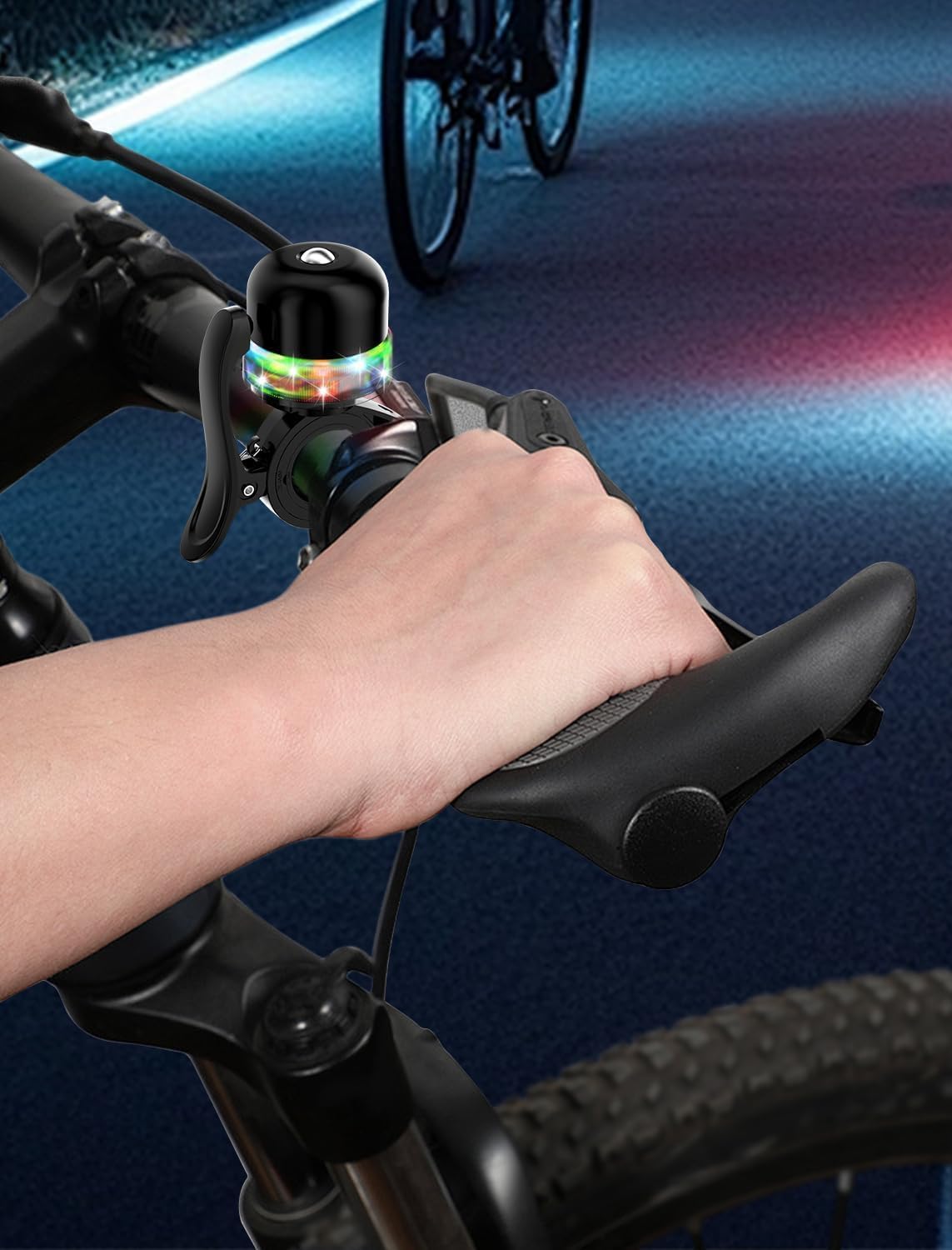 Fahrradklingel für Kinder und Erwachsene, beleuchtetes Fahrradzubehör, verstellbar mit Aderendhülsen, passend für 19–31,8 mm Fahrradlenker, Aluminium und knackiger Klang für Mountainbike, Dirtbike