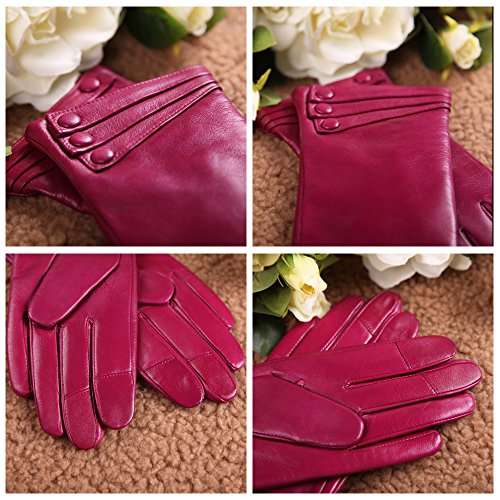 Warmen Women's Touchscreen Texting Driving Winter Warm Nappa Leather Gloves - 6.5 (US Standard size) - Violet (Touchscreen Function/cashmere Lining)