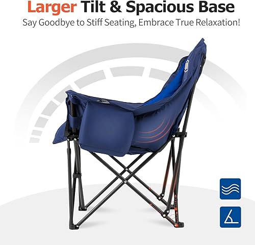 Miniatura 8 de Overmont Silla de campamento extragrande XL para adultos, soporte de 400 libras, silla plegable acolchada resistente con bolsillo lateral, bolsa de