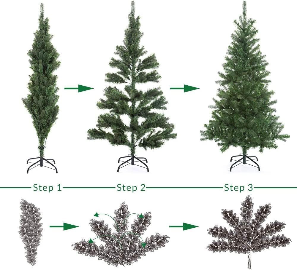 Árbol de Navidad Artificial - Soporte de Pie Metálico - Fácil Montaje 180 cm Verde