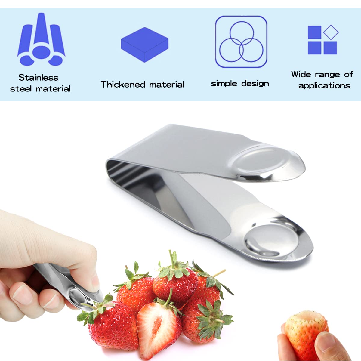 DOERDO 4 Pieces Stainless Steel Strawberry Huller Fruit Stem Remover Picker Kitchen Gadgets for Strawberry Cherry Tomato Fruit Tools - Image 4