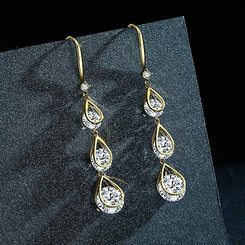 SBLING Cubic Zirconia Wedding Earrings for Brides Bridesmaids, Bridal Dangle Earrings, Crystal Drop earrings for Women Jewelry Gifts2