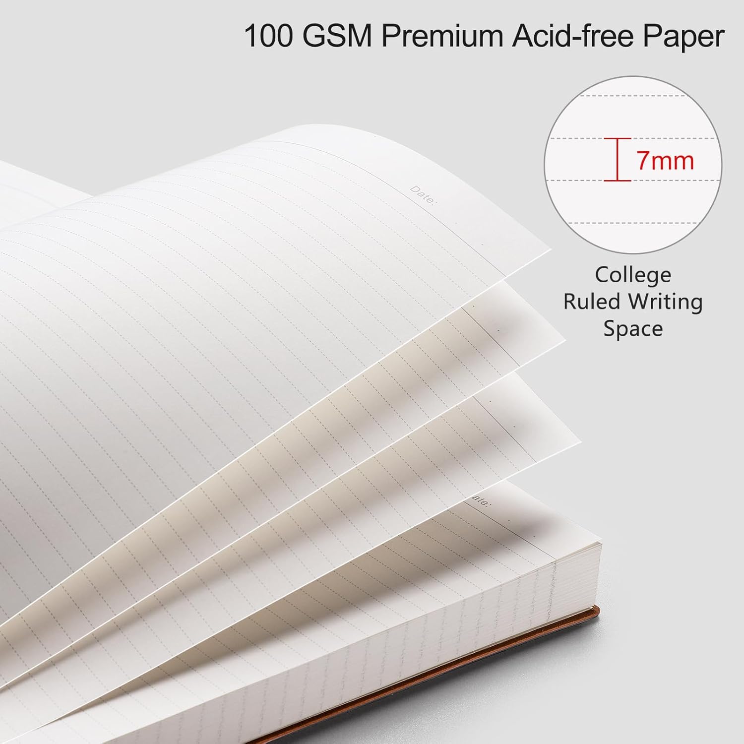 RETTACY Lined Journal Notebook, 2-Pack, 204 Numbered Pages per Pack, B5 Medium 7.6" × 10", Leather Softcover, 100 GSM Thick Paper, for Writing, Work, School (Black & Navy Blue)