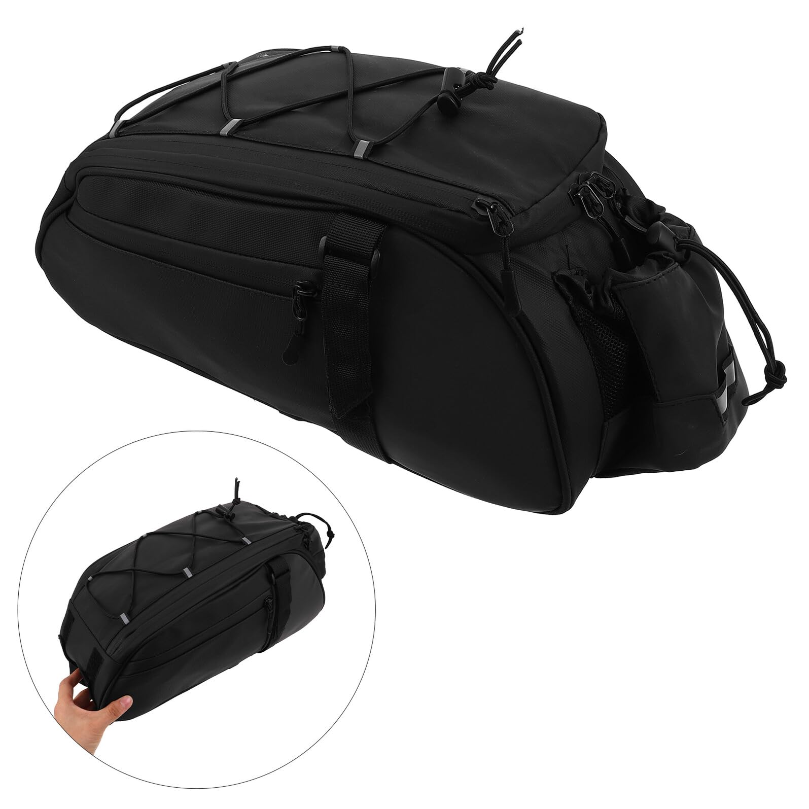 GANAZONO Borsa da Sella per Bicicletta Nera Borsa Posteriore per Portapacchi ad Alta capacità per Escursioni e Pendolari Resistente all’Acqua e Stabile