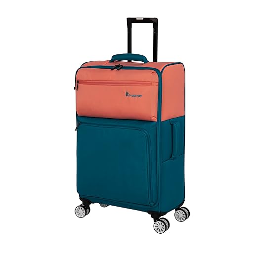 it luggage Duo-Tone 27" Softside Checked 8 Wheel Spinner, Fuschia Red/Magnet