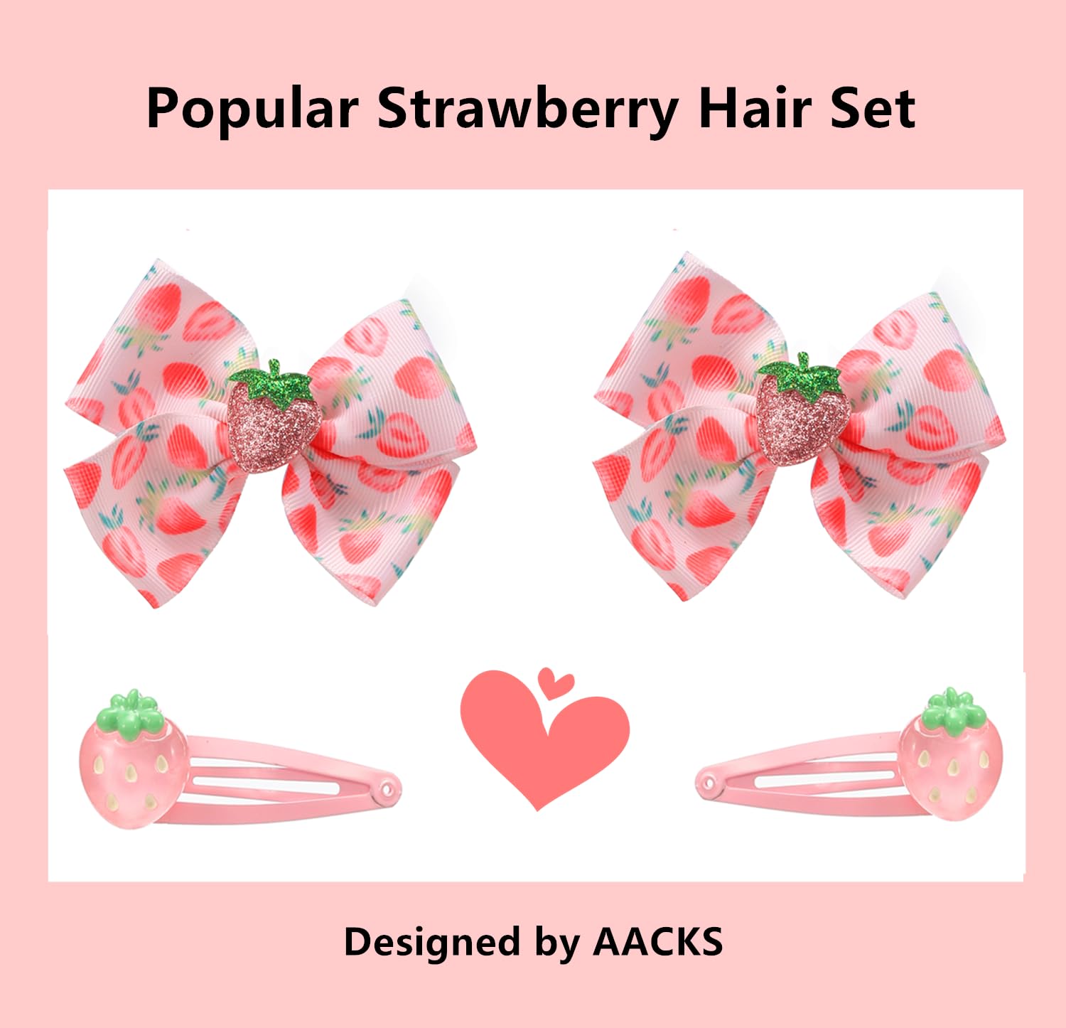 AACKS Kids Girls Strawberry Hair Bows Strawberry Hair Accessroies Fruit Hair Barrettes Strawberry Ribbon Bow