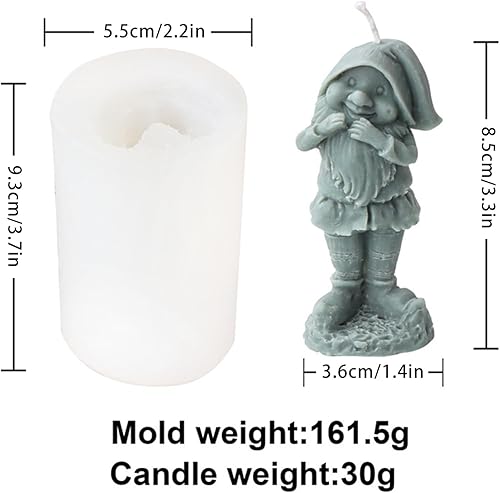 Miniatura 6 de Molde de silicona de gnomo de Navidad 3D, molde de resina epoxi enana, molde de fundición para manualidades, para hacer adornos de gnomos de velas