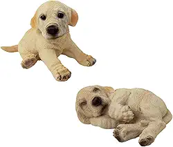 kIT 2 Mini Estátua Filhote de Cachorro Decorativo em Resina Presente Amantes de Pets Enfeite Casa Decorativa (2 Mini Labrador)
