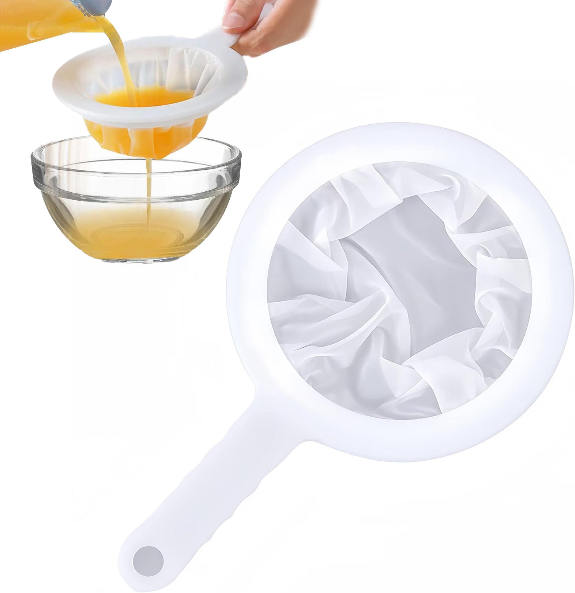 Fine Mesh Plastic Kitchen Sieve, Mesh Filter Net with Handle Hook, Food Filter, for Seedless Jam, Flour, Yoghurt, Soy Milk - 24 * 15cm