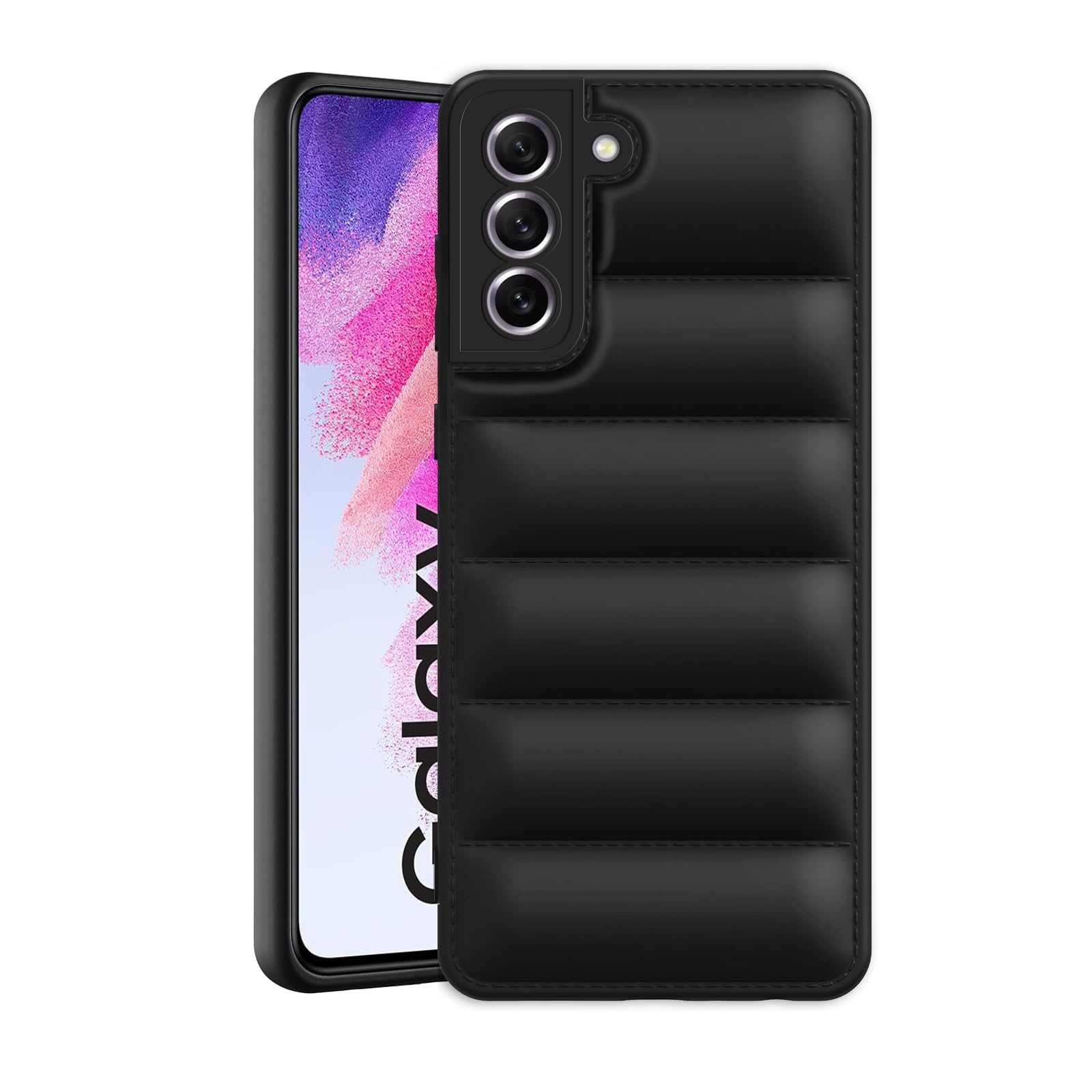Amazon Brand - Solimo Puffer Case Camera Protection Soft Back Cover for Samsung Galaxy S21 Fe 5G - Black - Rubber (B0CQT7FN53) Amazon Price History, Amazon Price Tracker
