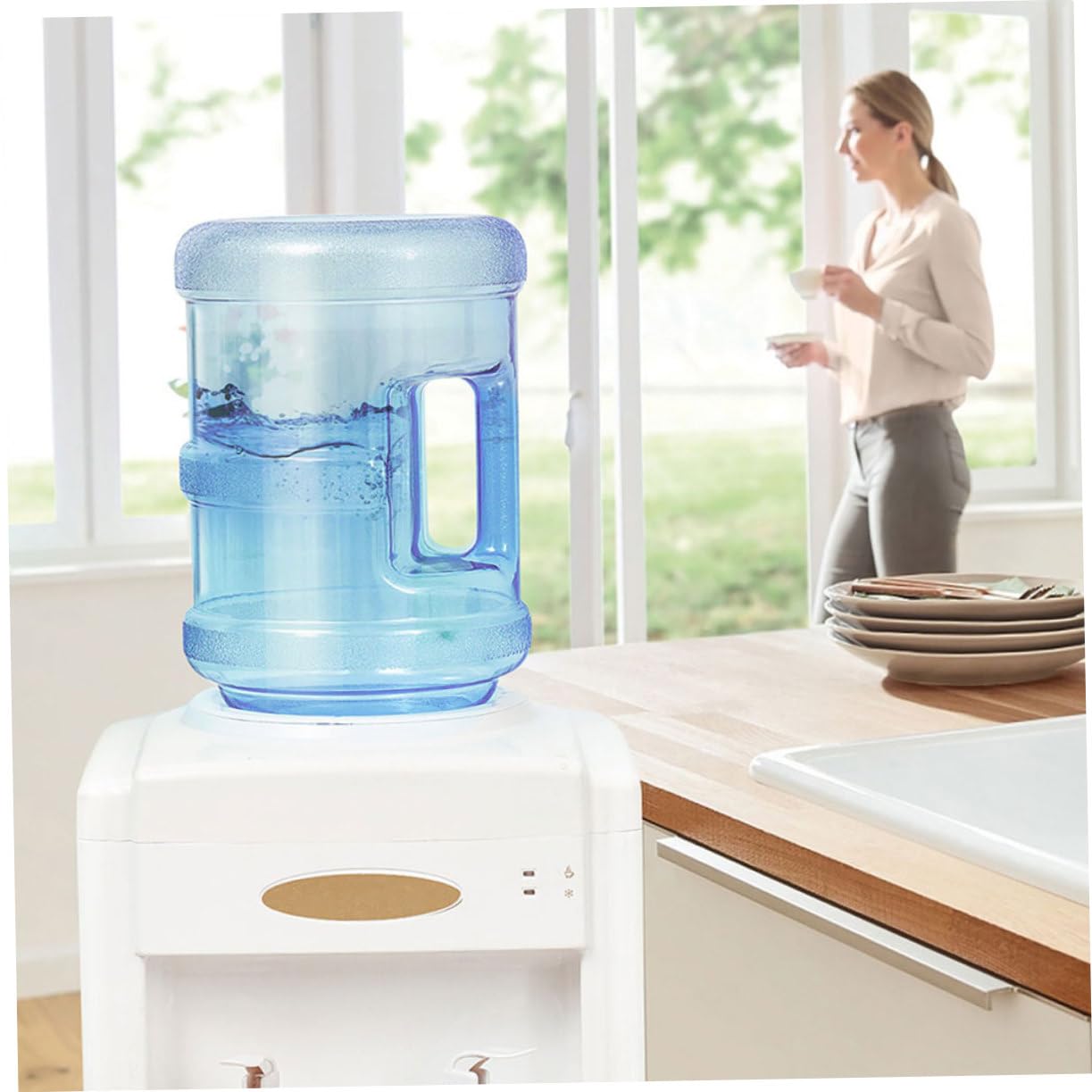 Abaodam Contenitore Chiusura Ermetica 5l per Acqua da Campeggio in PC e Manico Portatile, Bottiglia Leggera Blu per Sport e Outdoor