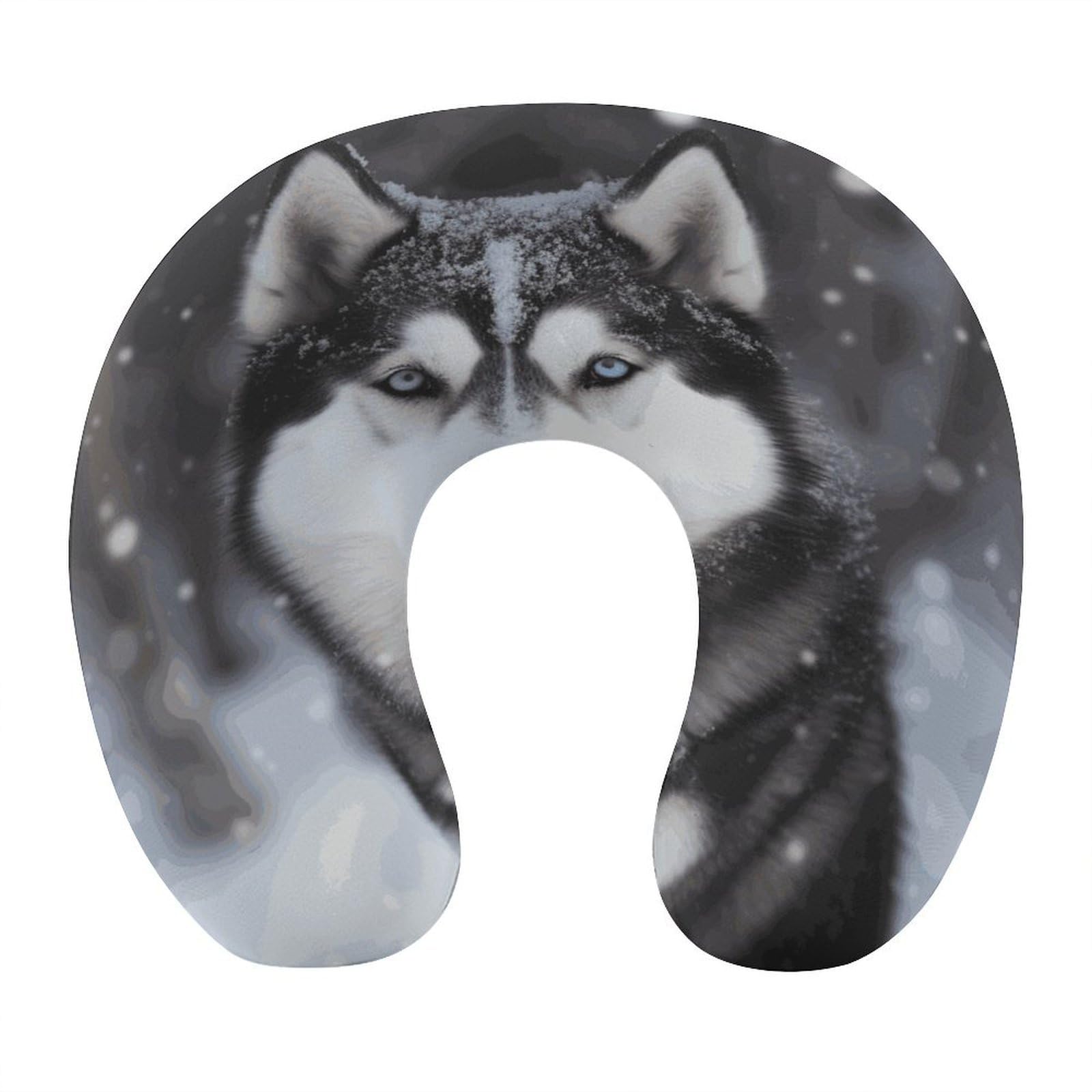 Btcowzrv Style Husky In Snow Dog U Shaped Neck Pillow Travel Pillows