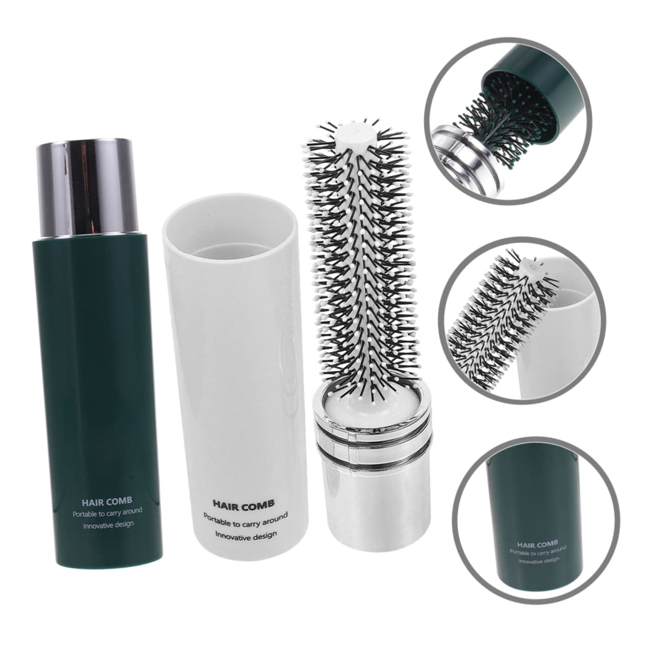 FRCOLOR 4stücke Tragbare Lockenbürsten Faltbare Stylingbürsten Für Für Lockiges Haar Kompakte Haarbürsten Und Entwirren Und Dunkelgrün