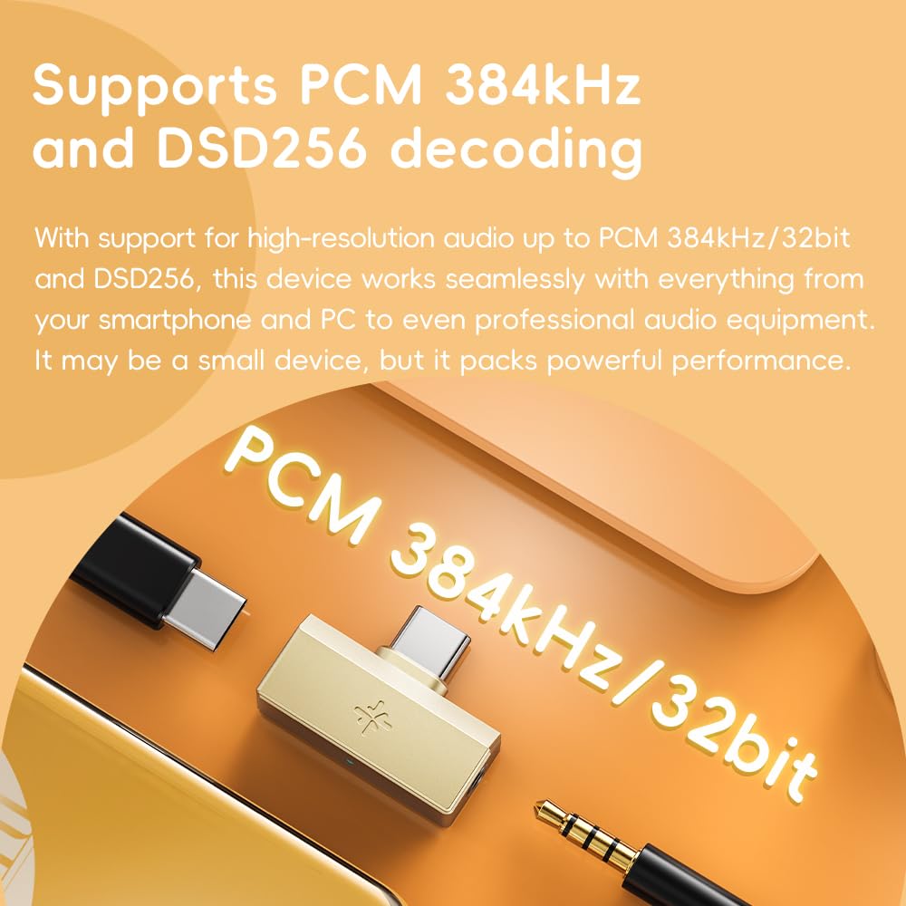 FiiO/Snowsky Tiny Portable DAC & Headphone Amplifier, Hi-Res USB DAC, PEQ Precision Tuning, PCM 384kHz/DSD256 Decoding, App/Web Control, Durable Metal Housing (Tiny A Black)