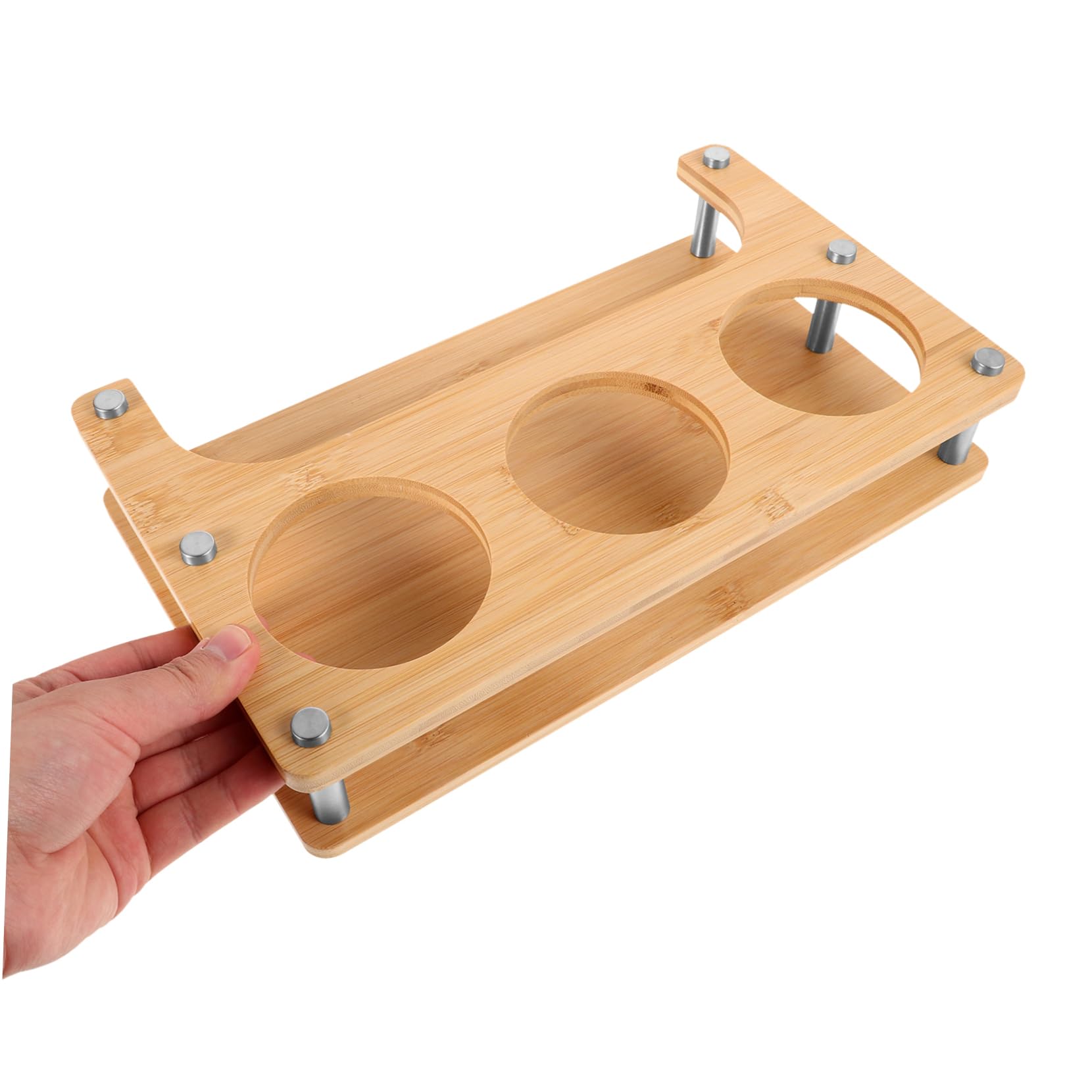 Abaodam Rack De Stockage De Pot D'assaisonnement Distributeur D'épices Portatif Rack à Épices Rond En Métal D'épices De Cuisine Support De Support De Comptoir Bac à Sel Beige En Bois
