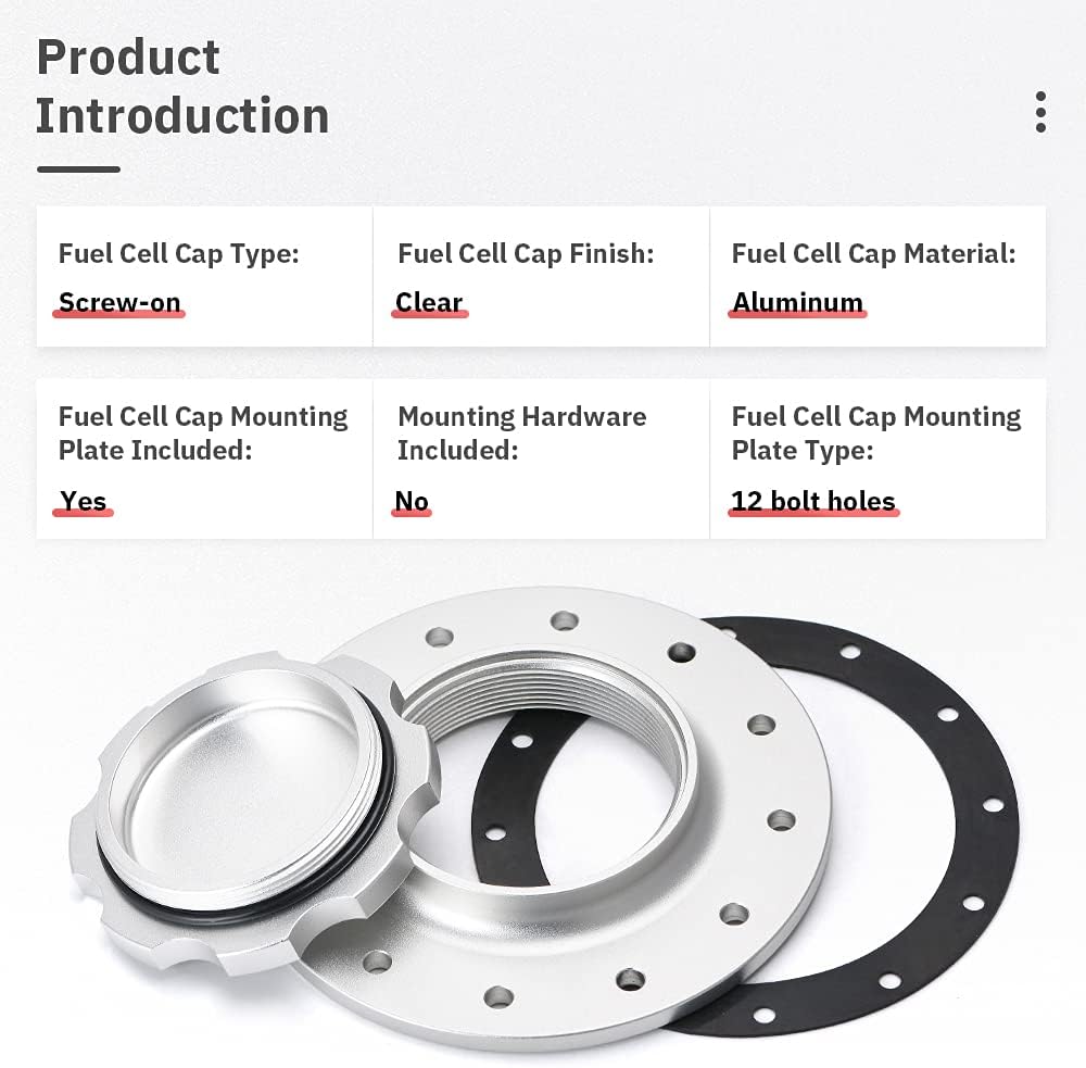 Black Friday - 70% OFF PQY Billet Aluminum Easy Fill Fuel Cell Gas Cap With 12 Hole Cell Bung and Gasket
