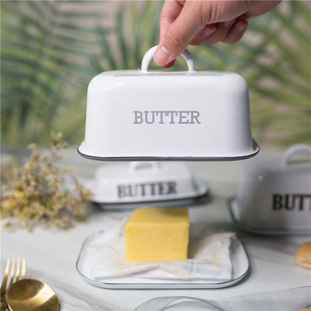 Beurrier En émail Blanc - Boîte Hermétique Pour Beurre Et Fromage, Idéale Pour Table Et Cuisine
