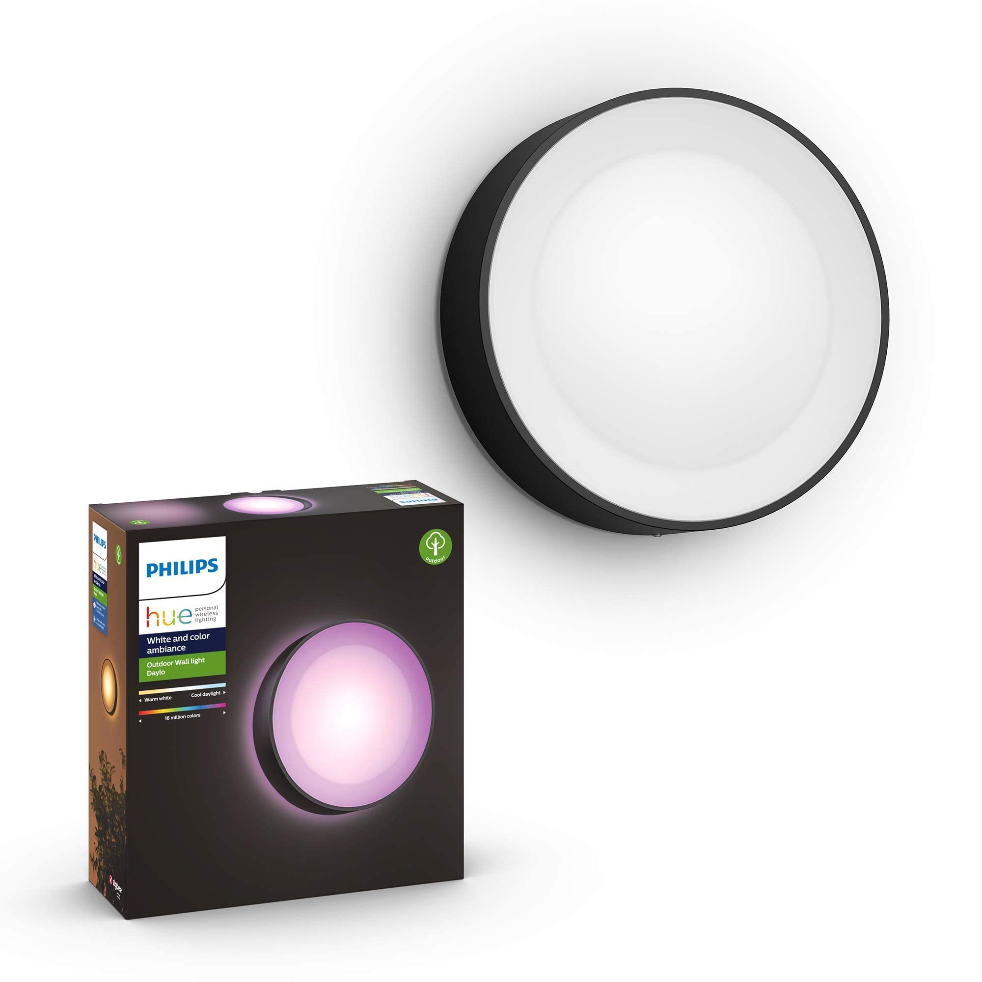 Philips Hue Philips Hue Daylo [Black] Wall Lantern x 2 + Outdoor Motion Sensor. White and Colour Smart Lighting for Outdoor, Garden, Terrace and Patio Light.
