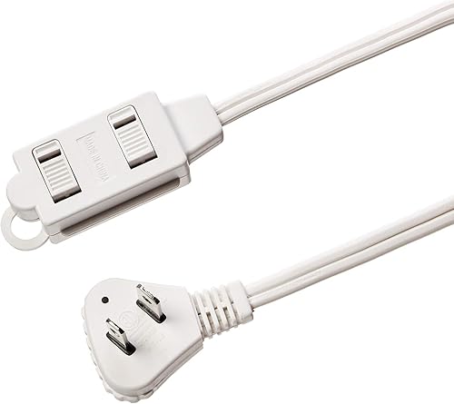 Miniatura 4 de Tienda Basics, tira de alimentación de cable de extensión para interior de 2 clavijas de 6 pies de largo, enchufe plano, 13 amperios, 1625 vatios,