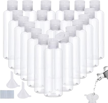 Reiseflaschen Set – 4 Stück, Je 100 Ml, Transparent, Mit Trichter & Etiketten, Nachfüllbar