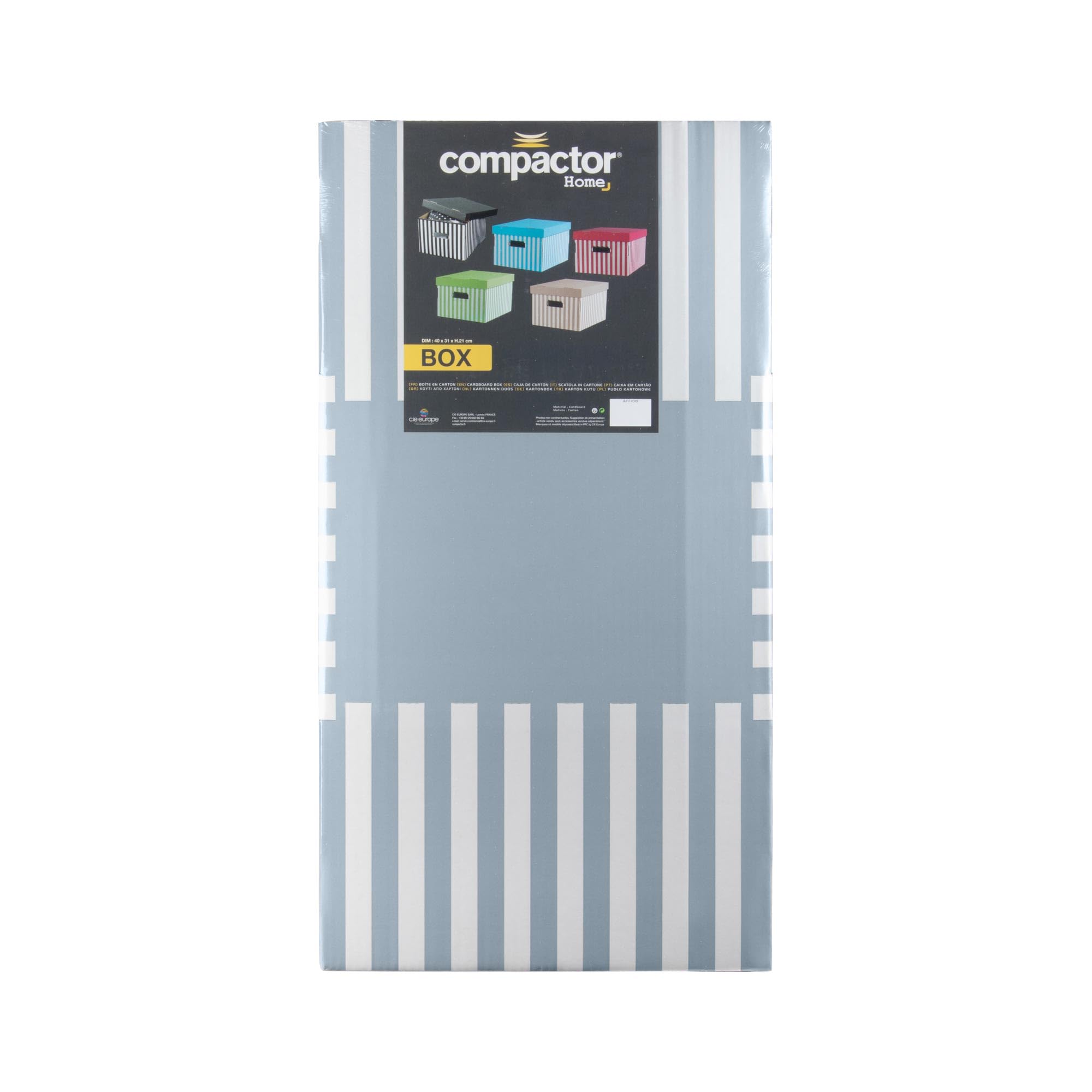 Compactor Set de 2 Cajas de Cartón para Camisas MARINIERE, Tamaño M, 40x31x21 cm, Color Azul, Fibra de Bambú -