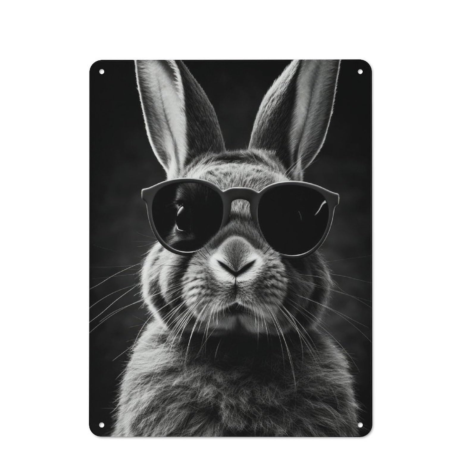 Junmoney Rabbit Animal 40X30cm Vintage Metal Plaque With For Garage Or Workshop, A Christmas Gift For People Styling Garage And Workshop