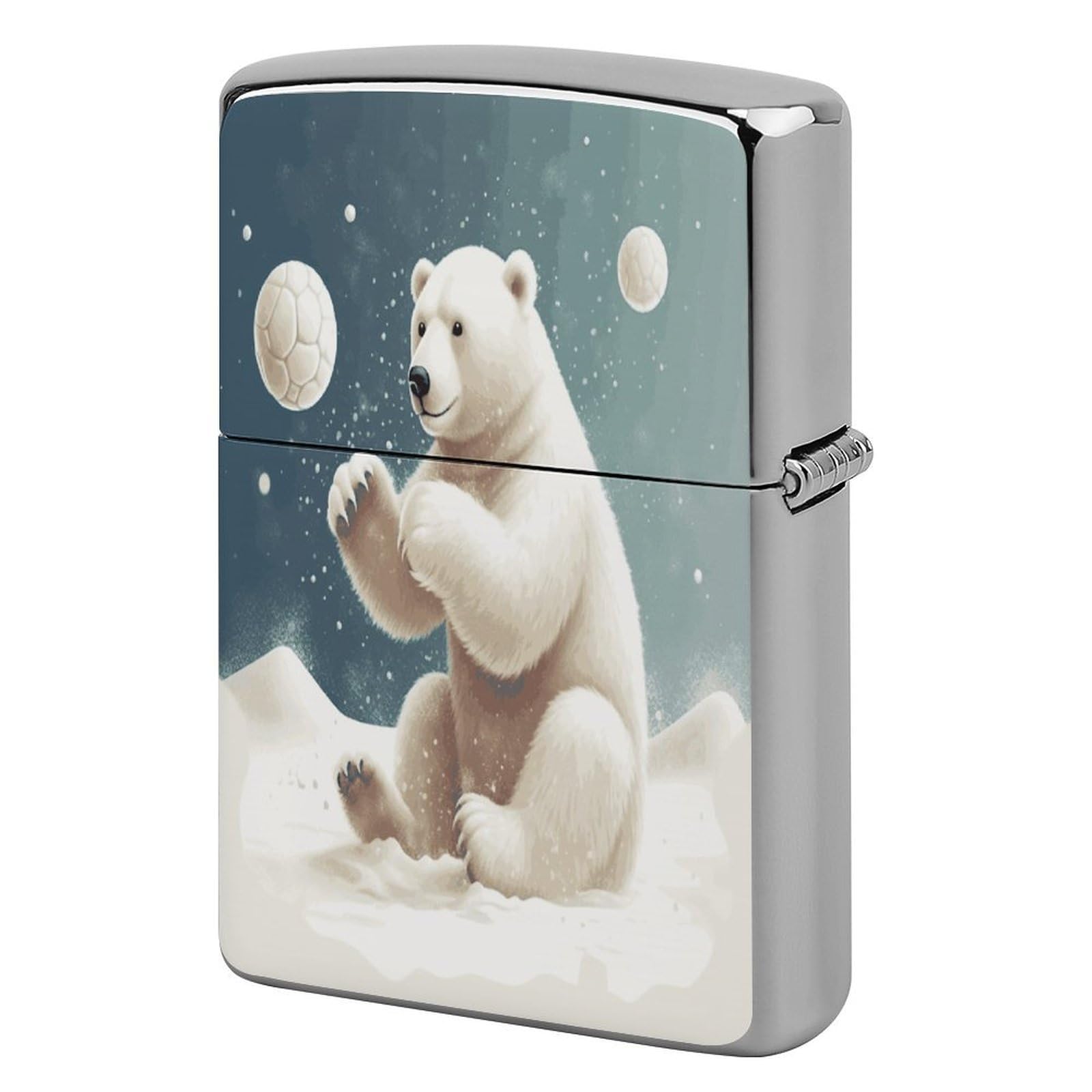 Fekiloot Style Funny Polar Bear Playing Snowball Lighter Case Cover Lighter Holder