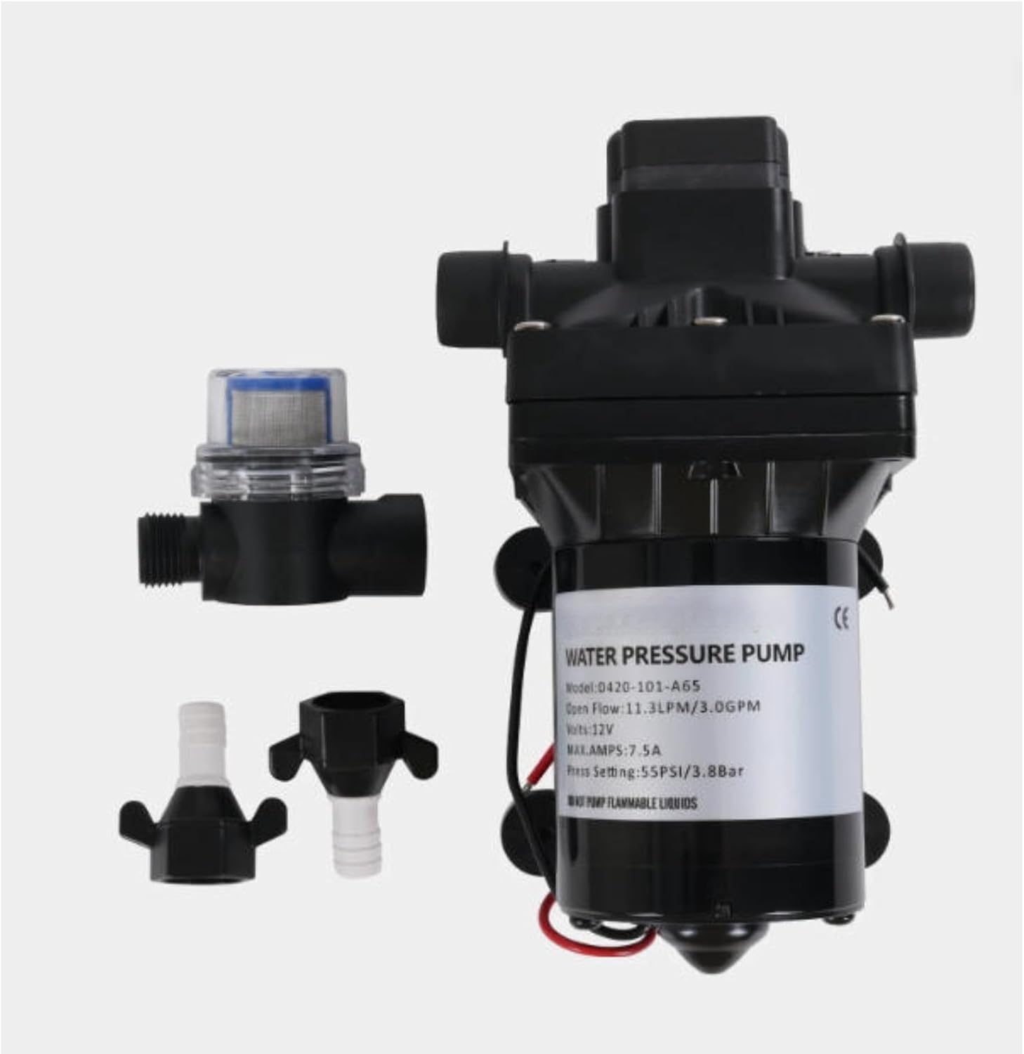4008-101-A65 4008-101-E65 4008-131-A65 12V RV Marine Fresh Water Pump 3.0 GPM 55 PSI Fits for Fits for RV and camper fresh water systems