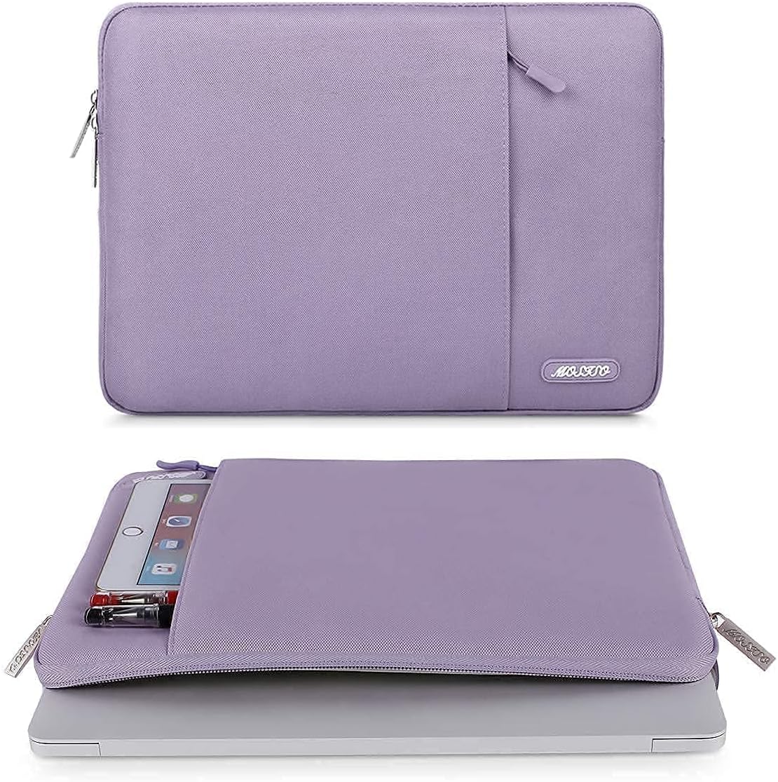 MOSISO Compatible with MacBook Pro 13 inch Case 2016-2020 A2338 M1 A2289 A2251 A2159 A1989 A1706 A1708, Plastic Hard Shell&Vertical Bag with Pocket&Keyboard Skin&Screen Protector&Pouch, Light Purple