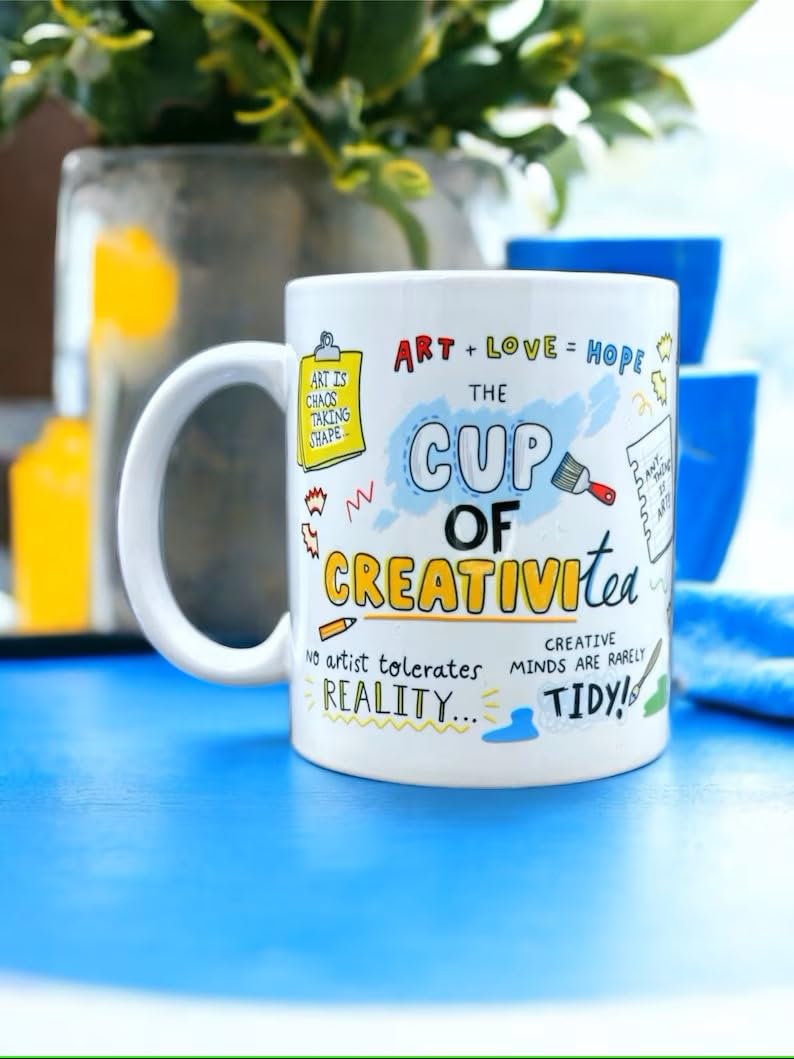 Cup of CREATIVI-Tea - Creative Artist, Art Teacher, Graphic Designer, Art Student Gift - Affirmation, Motivational Mug