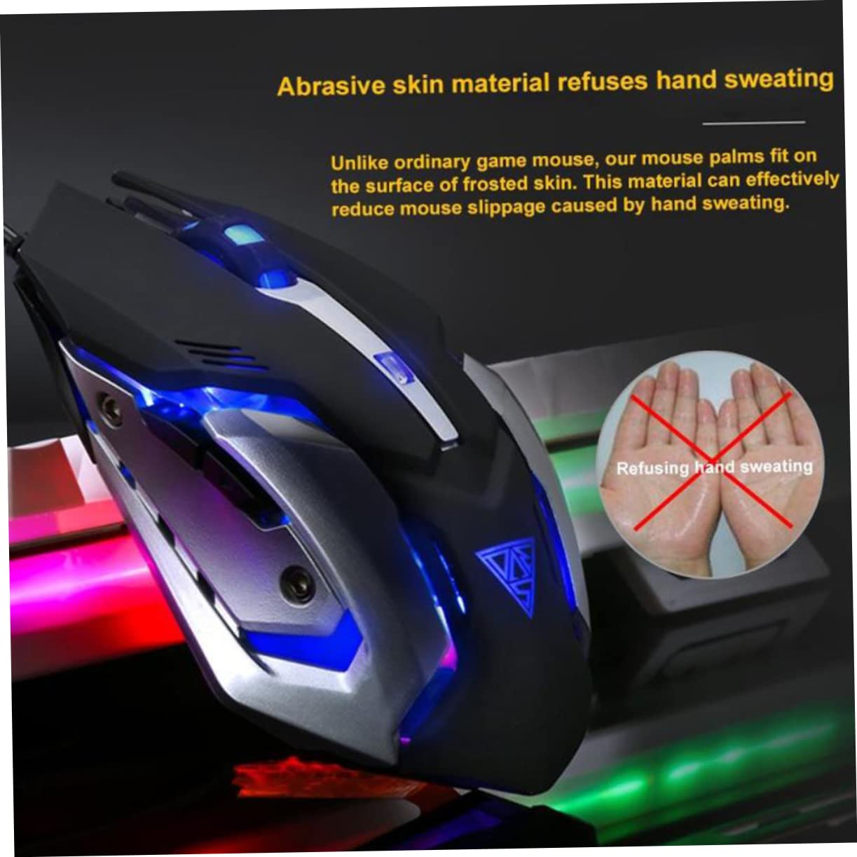 UKCOCO Clavier USB Rétroéclairé LED avec Souris Gamer Mécanique Clavier Gaming Stylé